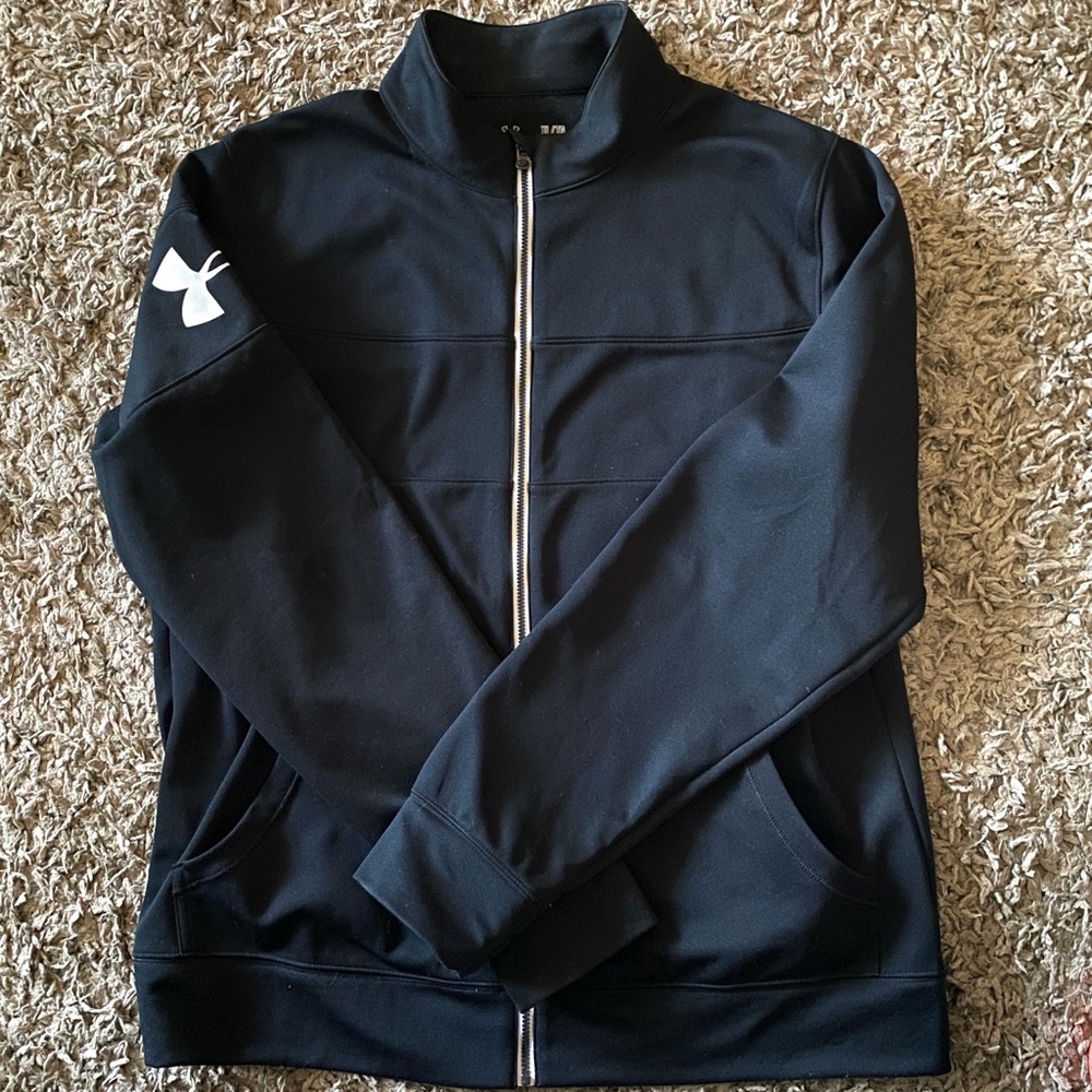 Under Armour Full Zip Semifitted Large Black Jacket Pockets All Season Women’s